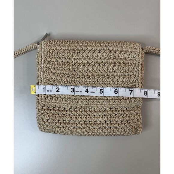 The Sak Mini Purse Crossbody Shoulder Bag Taupe Tan Crochet Boho Y2K Travel - Picture 7 of 12